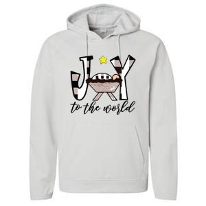 Joy To The World Baby Jesus In The Manger Christmas Design Performance Fleece Hoodie