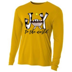 Joy To The World Baby Jesus In The Manger Christmas Design Cooling Performance Long Sleeve Crew