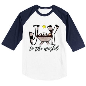 Joy To The World Baby Jesus In The Manger Christmas Design Baseball Sleeve Shirt