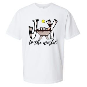 Joy To The World Baby Jesus In The Manger Christmas Design Sueded Cloud Jersey T-Shirt