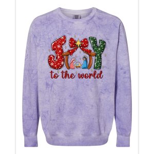 Joy To The World Nativity Scene Christmas Colorblast Crewneck Sweatshirt