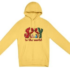 Joy To The World Nativity Scene Christmas Premium Pullover Hoodie