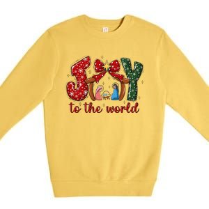 Joy To The World Nativity Scene Christmas Premium Crewneck Sweatshirt