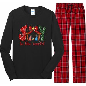 Joy To The World Nativity Scene Christmas Long Sleeve Pajama Set