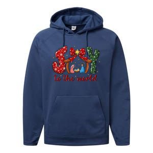 Joy To The World Nativity Scene Christmas Performance Fleece Hoodie