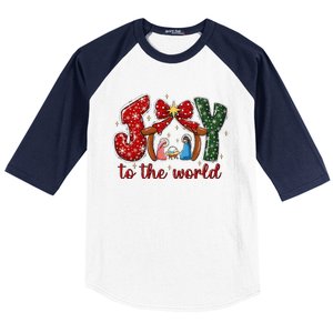 Joy To The World Nativity Scene Christmas Baseball Sleeve Shirt