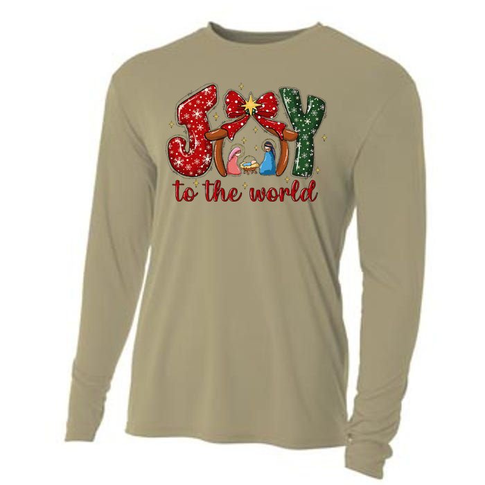 Joy To The World Nativity Scene Christmas Cooling Performance Long Sleeve Crew