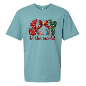 Joy To The World Nativity Scene Christmas Sueded Cloud Jersey T-Shirt