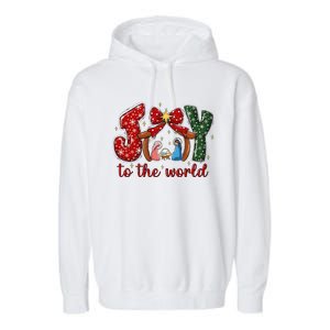 Joy To The World Nativity Scene Christmas Garment-Dyed Fleece Hoodie