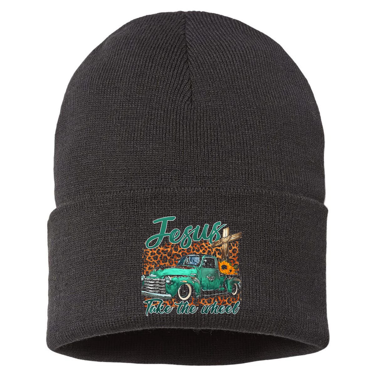 Jesus Take The Wheel Inspirational Quotes For Christian Sustainable Knit Beanie