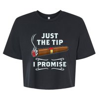 Just The Tip Cigar Smoker Funny Cigar Smoking Bella+Canvas Jersey Crop Tee