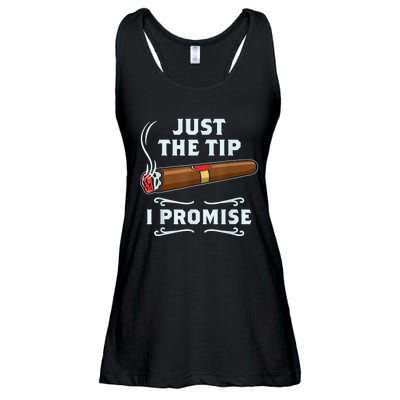 Just The Tip Cigar Smoker Funny Cigar Smoking Ladies Essential Flowy Tank