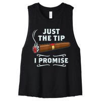 Just The Tip Cigar Smoker Funny Cigar Smoking Women's Racerback Cropped Tank