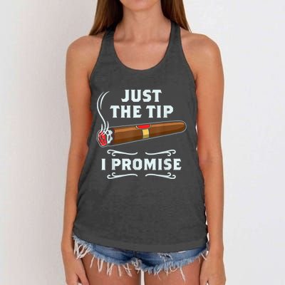 Just The Tip Cigar Smoker Funny Cigar Smoking Women's Knotted Racerback Tank