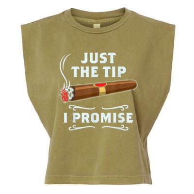 Just The Tip Cigar Smoker Funny Cigar Smoking Garment-Dyed Women's Muscle Tee