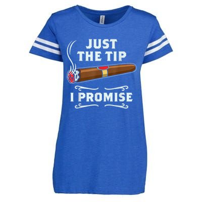 Just The Tip Cigar Smoker Funny Cigar Smoking Enza Ladies Jersey Football T-Shirt