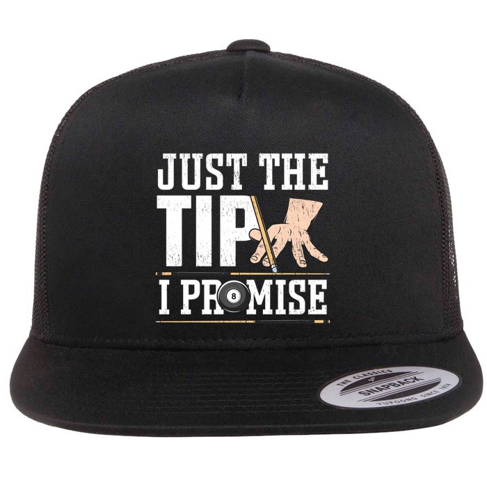 Just The Tip I Promise Billiard Pool Funny Billiard Gift Flat Bill Trucker Hat