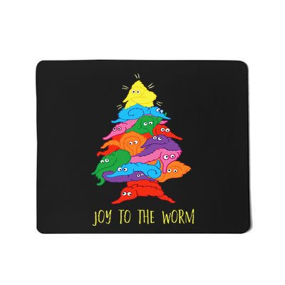 Joy To The Worm Funny Fuzzy Worm On A String Christmas Tree Mousepad