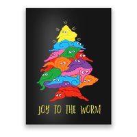 Joy To The Worm Funny Fuzzy Worm On A String Christmas Tree Poster