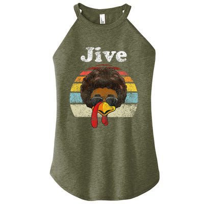 Jive Thanksgiving Turkey Day Funny Face Vintage Retro Style Women’s Perfect Tri Rocker Tank