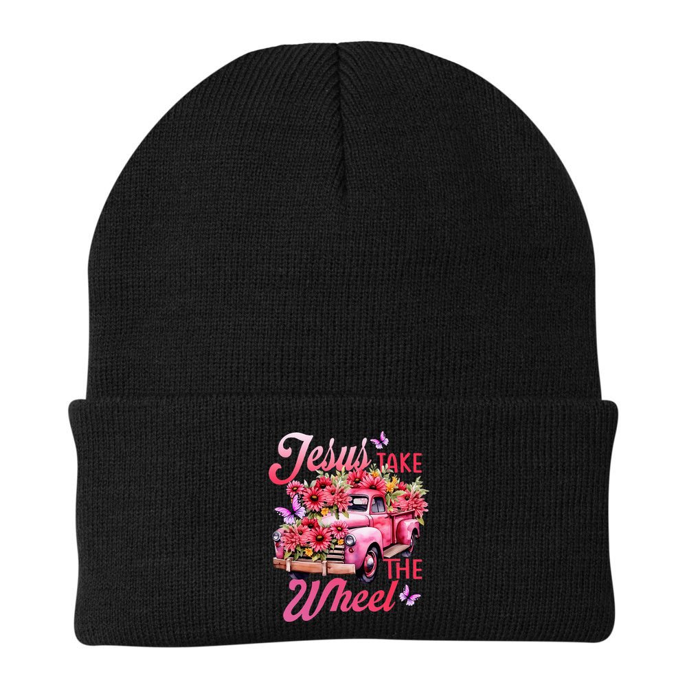 Jesus Take The A Wheel Truck God Believer Flower Christ Beanie