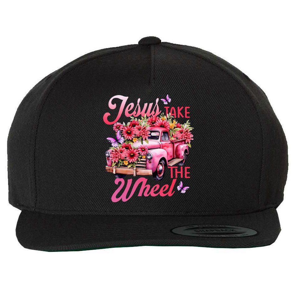 Jesus Take The A Wheel Truck God Believer Flower Christ Wool Snapback Cap
