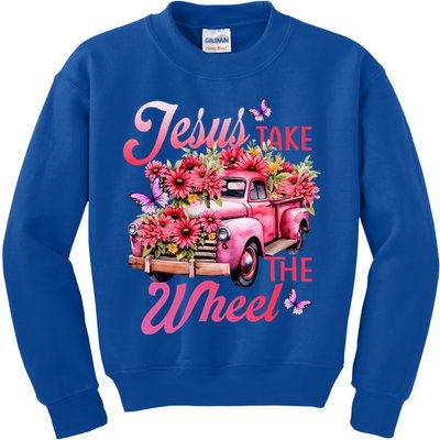 Jesus Take The A Wheel Truck God Believer Flower Christ Kids Sweatshirt
