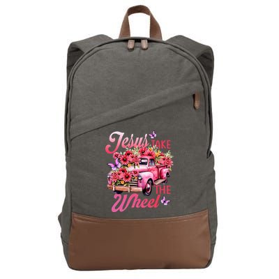 Jesus Take The A Wheel Truck God Believer Flower Christ Cotton Canvas Backpack
