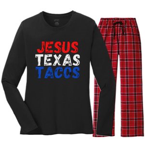 Jesus Texas Tacos Cute Texas Women's Long Sleeve Flannel Pajama Set 