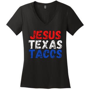 Jesus Texas Tacos Cute Texas Women's V-Neck T-Shirt