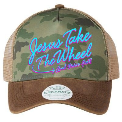 Jesus Take The Wheel And Drive Fast Funny Christian Design Legacy Tie Dye Trucker Hat