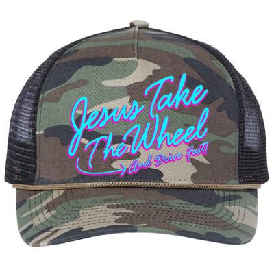 Jesus Take The Wheel And Drive Fast Funny Christian Design Retro Rope Trucker Hat Cap