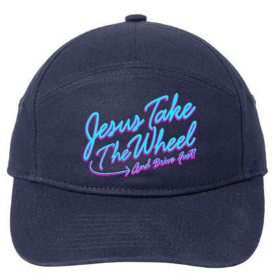 Jesus Take The Wheel And Drive Fast Funny Christian Design 7-Panel Snapback Hat