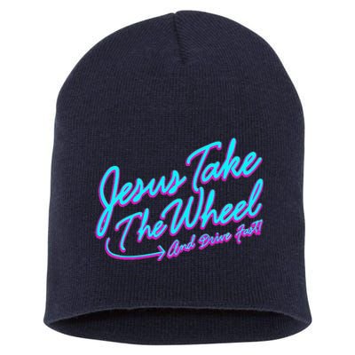 Jesus Take The Wheel And Drive Fast Funny Christian Design Short Acrylic Beanie