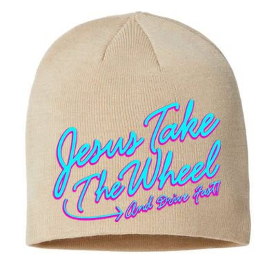 Jesus Take The Wheel And Drive Fast Funny Christian Design Sustainable Beanie