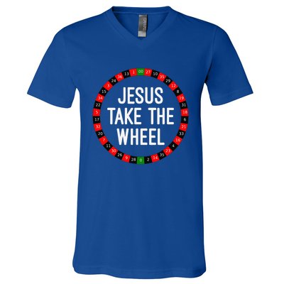 Jesus Take The Wheel Roulette Wheel Gambling V-Neck T-Shirt