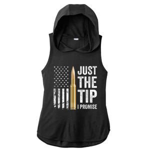 Just The Tip I Promise Funny Gun Owner Pro Guns USA Flag Ladies PosiCharge Tri-Blend Wicking Draft Hoodie Tank