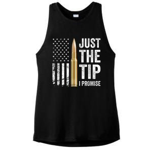 Just The Tip I Promise Funny Gun Owner Pro Guns USA Flag Ladies PosiCharge Tri-Blend Wicking Tank