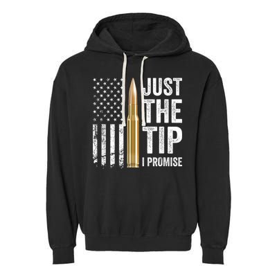 Just The Tip I Promise Funny Gun Owner Pro Guns USA Flag Garment-Dyed Fleece Hoodie