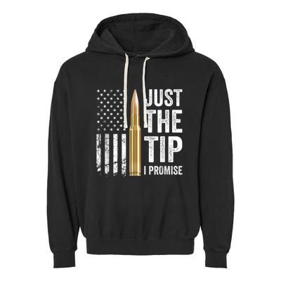 Just The Tip I Promise Funny Gun Owner Pro Guns USA Flag Garment-Dyed Fleece Hoodie