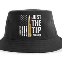 Just The Tip I Promise Funny Gun Owner Pro Guns USA Flag Sustainable Bucket Hat