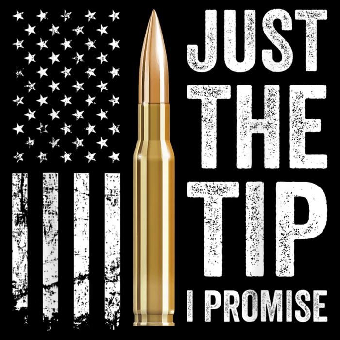 Just The Tip I Promise Funny Gun Owner Pro Guns USA Flag Drawstring Bag