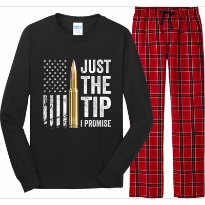 Just The Tip I Promise Funny Gun Owner Pro Guns USA Flag Long Sleeve Pajama Set