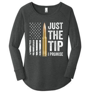 Just The Tip I Promise Funny Gun Owner Pro Guns USA Flag Women's Perfect Tri Tunic Long Sleeve Shirt