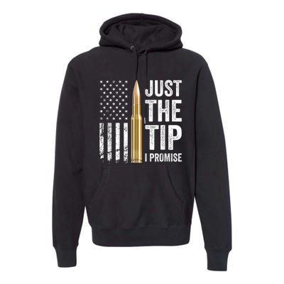 Just The Tip I Promise Funny Gun Owner Pro Guns USA Flag Premium Hoodie