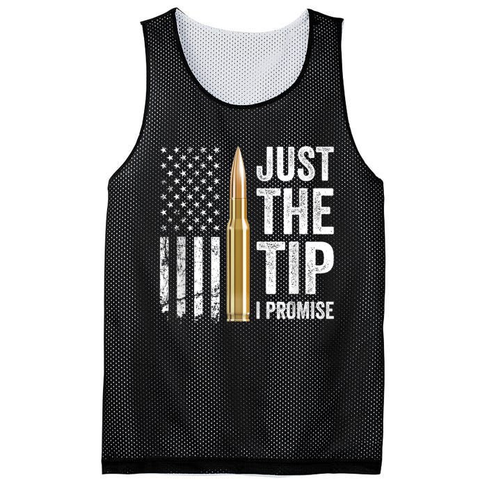 Just The Tip I Promise Funny Gun Owner Pro Guns USA Flag Mesh Reversible Basketball Jersey Tank