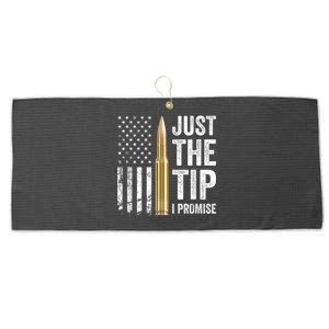 Just The Tip I Promise Funny Gun Owner Pro Guns USA Flag Large Microfiber Waffle Golf Towel