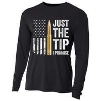 Just The Tip I Promise Funny Gun Owner Pro Guns USA Flag Cooling Performance Long Sleeve Crew