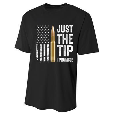 Just The Tip I Promise Funny Gun Owner Pro Guns USA Flag Performance Sprint T-Shirt