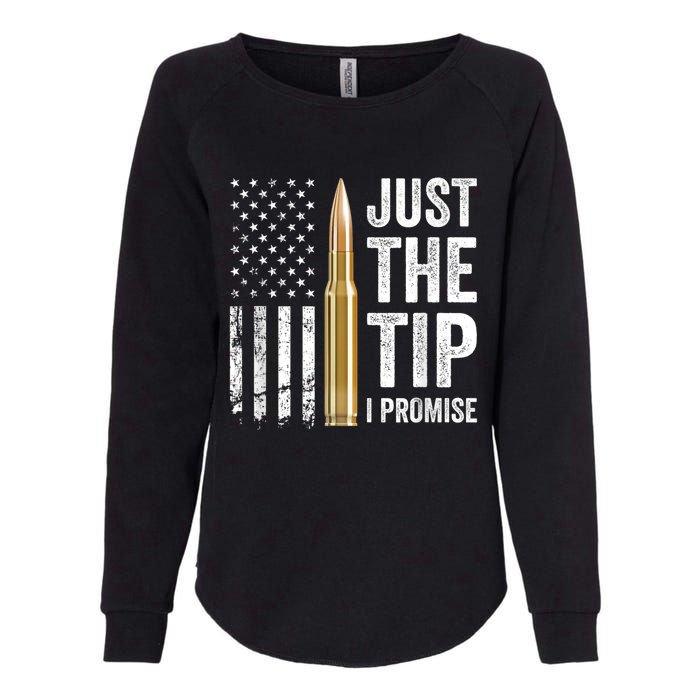 Just The Tip I Promise Funny Gun Owner Pro Guns USA Flag Womens California Wash Sweatshirt